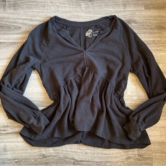 Pilcro Tops - Pilcro by Anthropologie Black Layered Babydoll Blouse Top 100% Cotton Size M